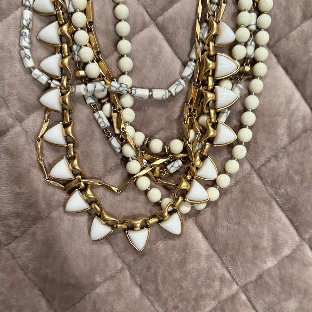 Stella & Dot Cream and Gold Layered Statement Necklace - Picture 3 of 4
